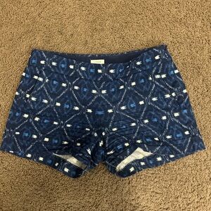 J Crew Batik Basketweave Ikat Print Chino Shorts Size 4 Womens Navy Blue